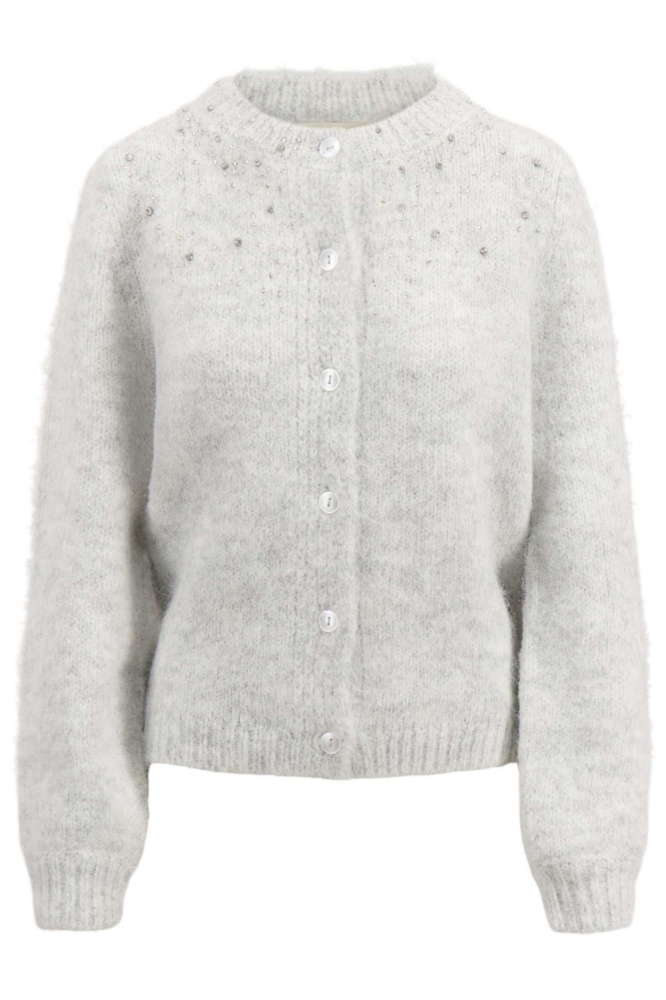 GEBREID VEST IN BOMBERSTYLE MET STRASS 0306 087 0009 MIDDENGRIJS